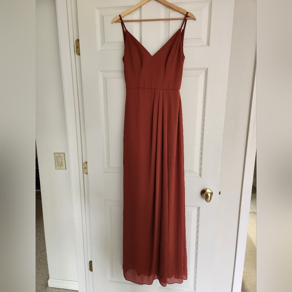 Davids Bridal Bridesmaid Dress Chiffon Size 0 Cinnamon